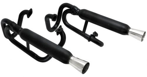 EMPI 3373 Buggy Dual Exhaust Black with Chrome Tips, without Heater Box