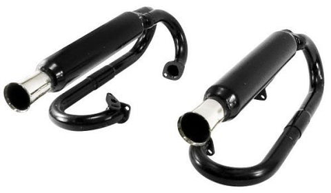 EMPI 3376 Dual Exhaust Black with Chrome Tips - without Heater Box