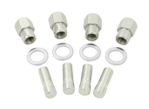 EMPI 9511 Chrome Nut & Stud Kit, with Flat Washers, M14-1.5 to 1/2-20, (for Mag Wheels) 4 Pair