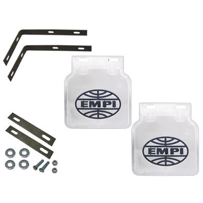 EMPI 15-1093  Mud Flaps, White w/Black Logo, Type 2