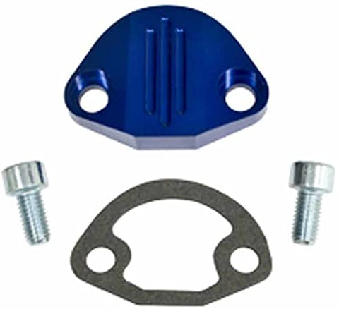 EMPI 1092 Billet Fuel Pump Block-Off with Hardware, Blue